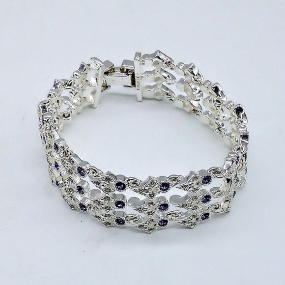 Napier Silver Amethyst Crystal Link Bracelet - Picture 3 of 6